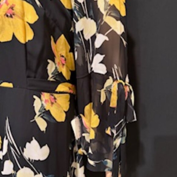 International Concepts Black Floral Chiffon Midi Dress 16 - Picture 6 of 11